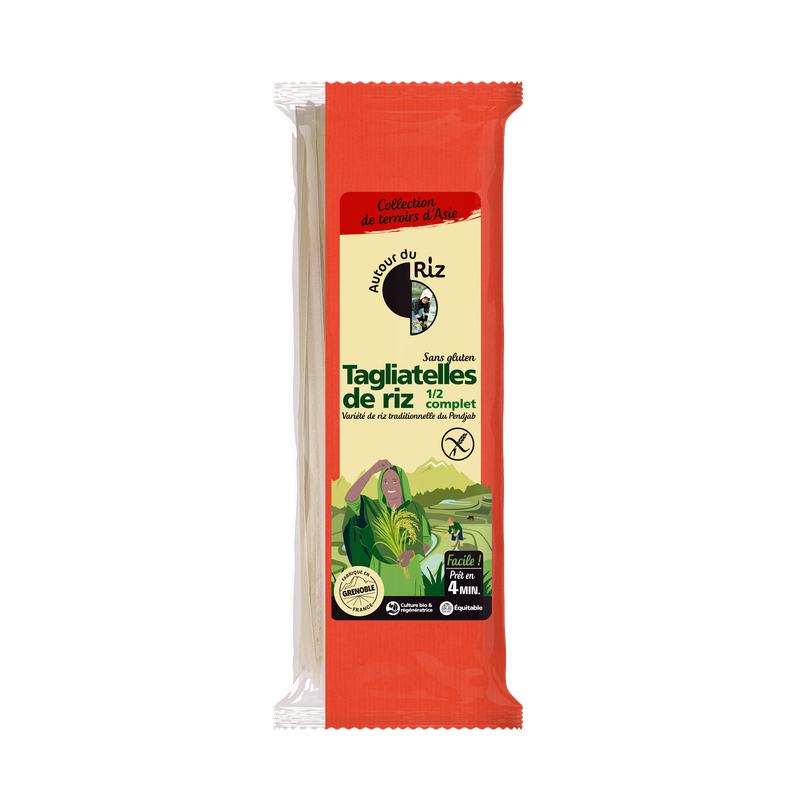 Tagliatelles de riz 1/2 complet 200g Fabriqu&eacute;es en France & Commerce &eacute;quitable, Autour du Riz, 200g