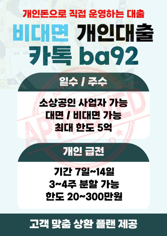 개인돈 급전 일수 대출
