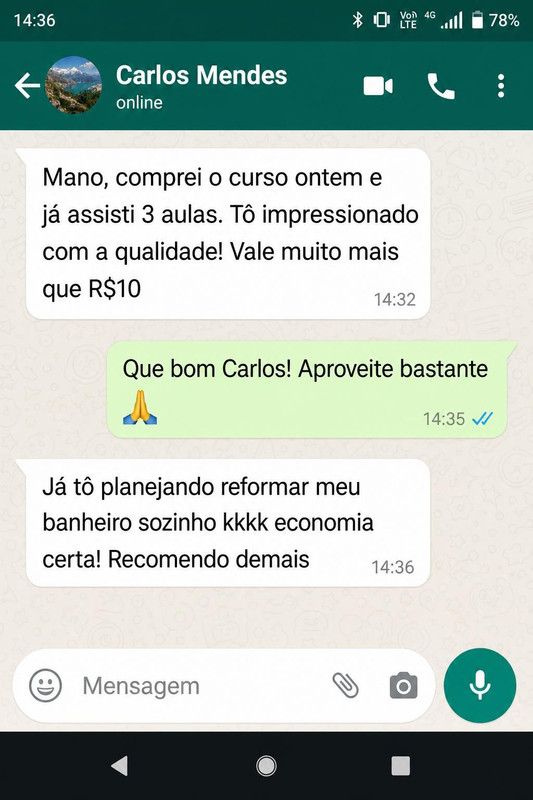 Print de depoimento via WhatsApp - Carlos Mendes