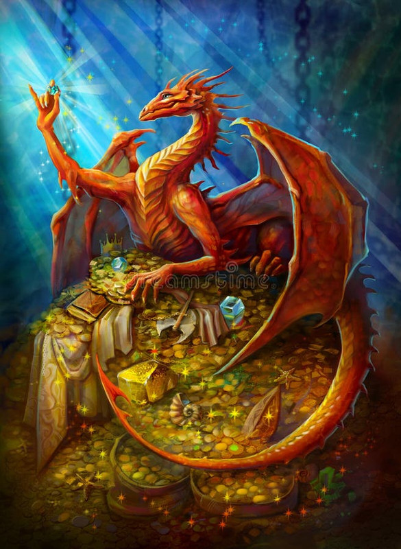 красный-дракон-на-куче-золота-в-лучях-света-с-драгоценным-камнем-235209567