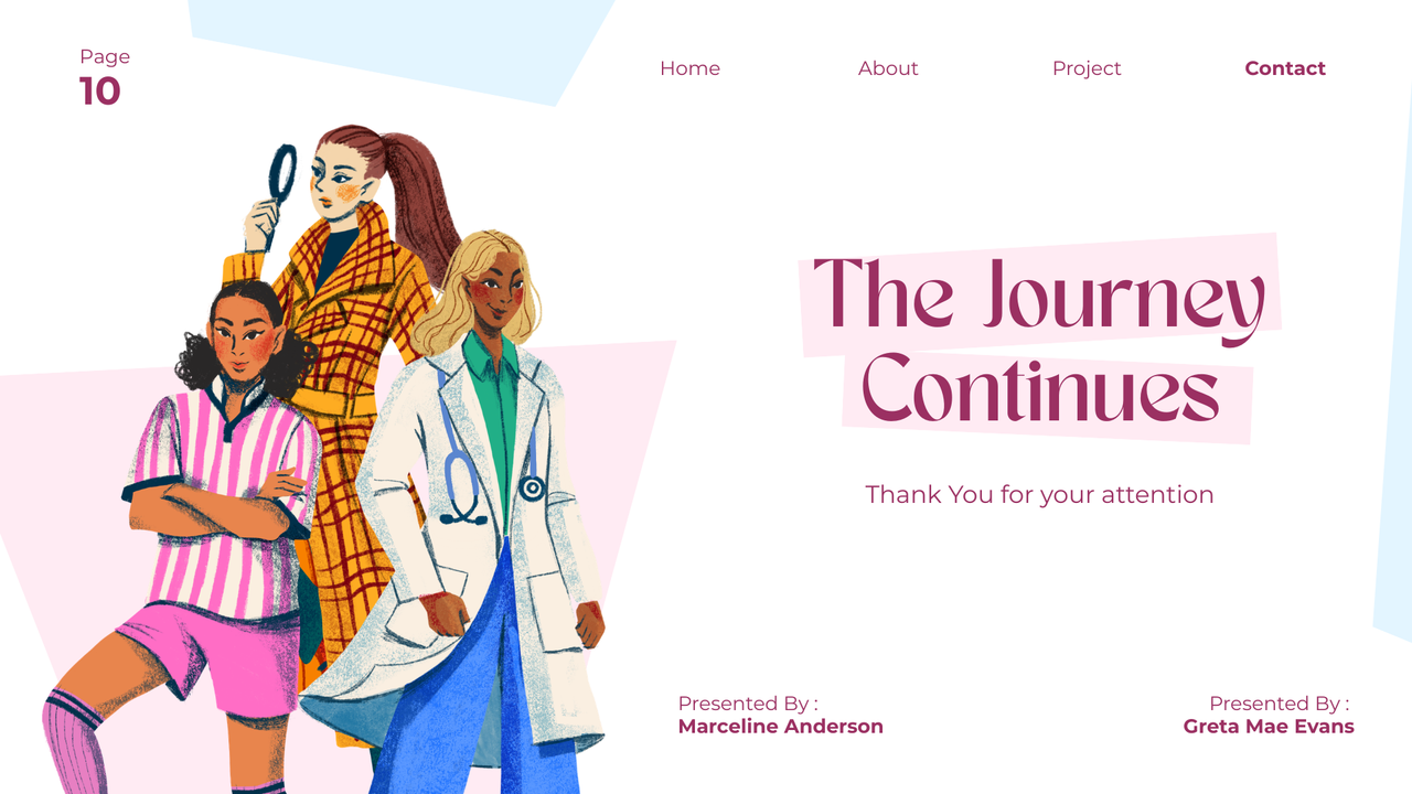 Pink and Blue Handdrawn Women in Every Profession Presentation