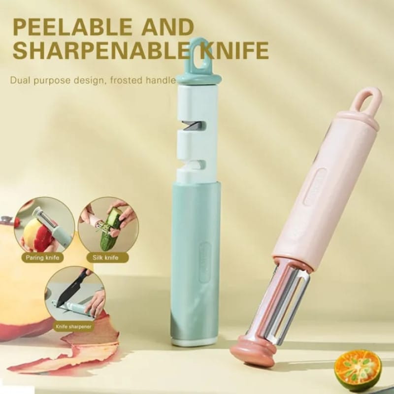 3-in-1 Vegetable & Fruit Peeler with Built-In Knife Sharpener – Multifunctional Kitchen Tool