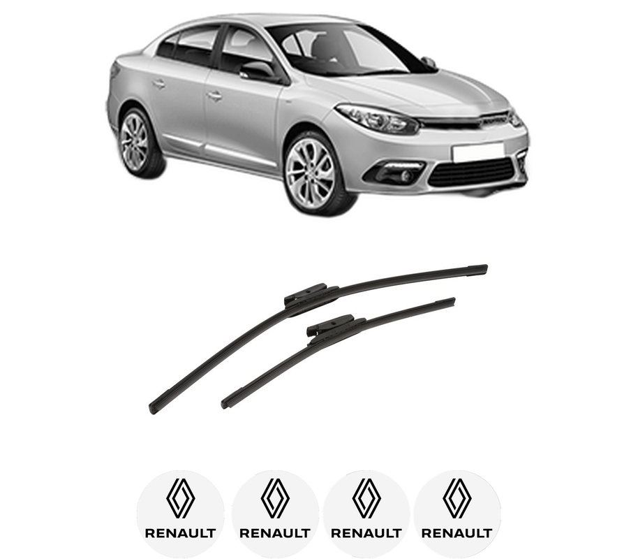 Set stergatoare auto RENAULT FLUENCE (L3_) din 2010-2015, pentru parbriz auto, 2 bucati, Bosch Aerotwin, din cauciuc siliconat rezistent, 4 Stickere Auto RENAULT