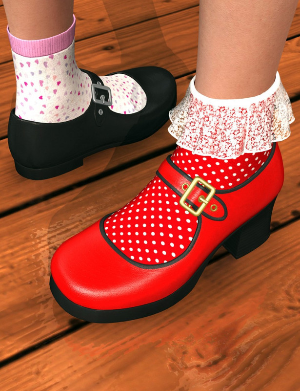 Mary Janes and Socks for Genesis 2 Female(s)