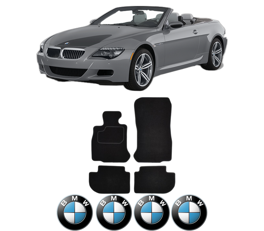 Set Covorase Presuri BMW Seria 6 Convertible (F12) din 2010-2018, Auto, Material Textil Mocheta, 4 Stickere auto cu BMW