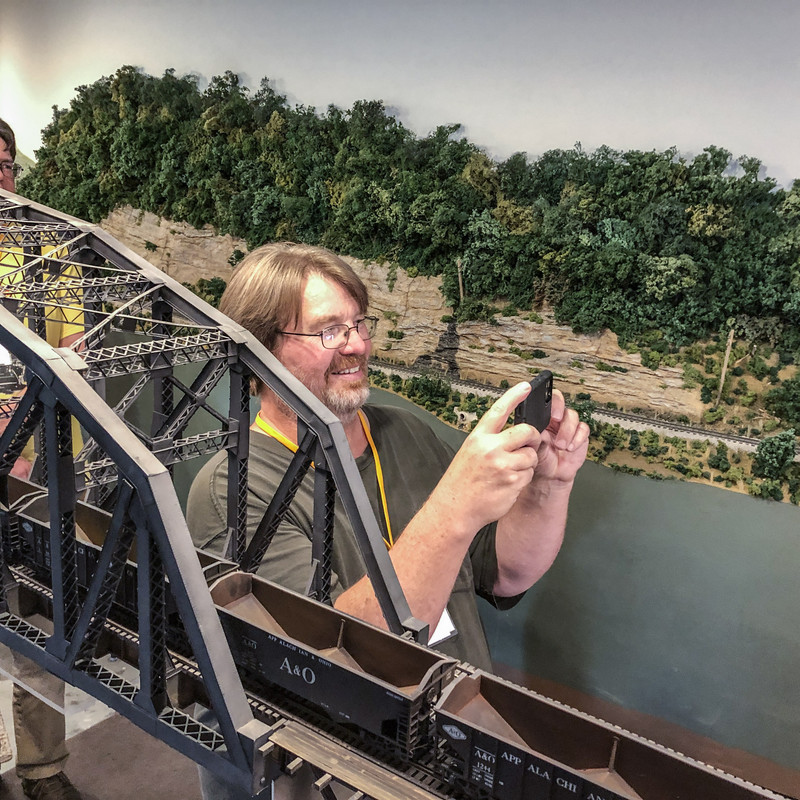A guest shoots a video of a northbound train