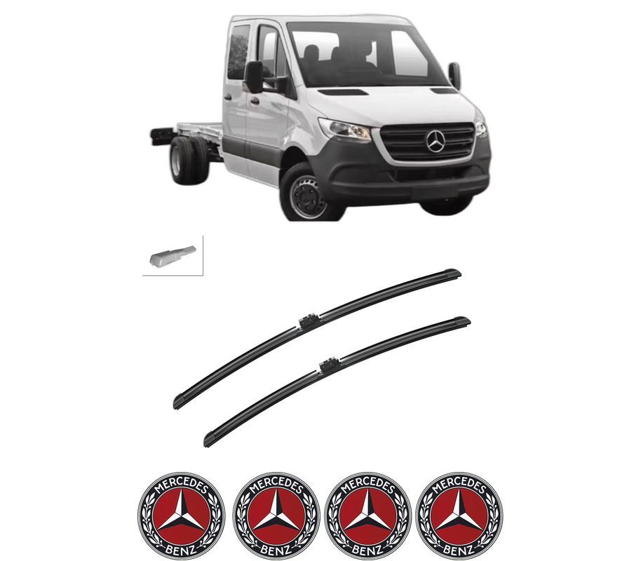 Set stergatoare auto MERCEDES-BENZ SPRINTER 4-t Platform/Chassis (B907, B910) din 2018-2024, pentru parbriz auto, 2 bucati, Bosch Aerotwin, din cauciuc siliconat rezistent, 4 Stickere Auto MERCEDES-BENZ