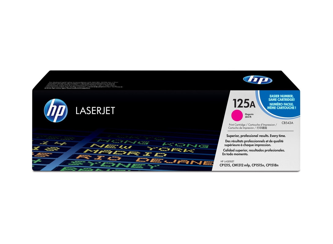 Cartucho de tóner original HP 125A en color magenta.