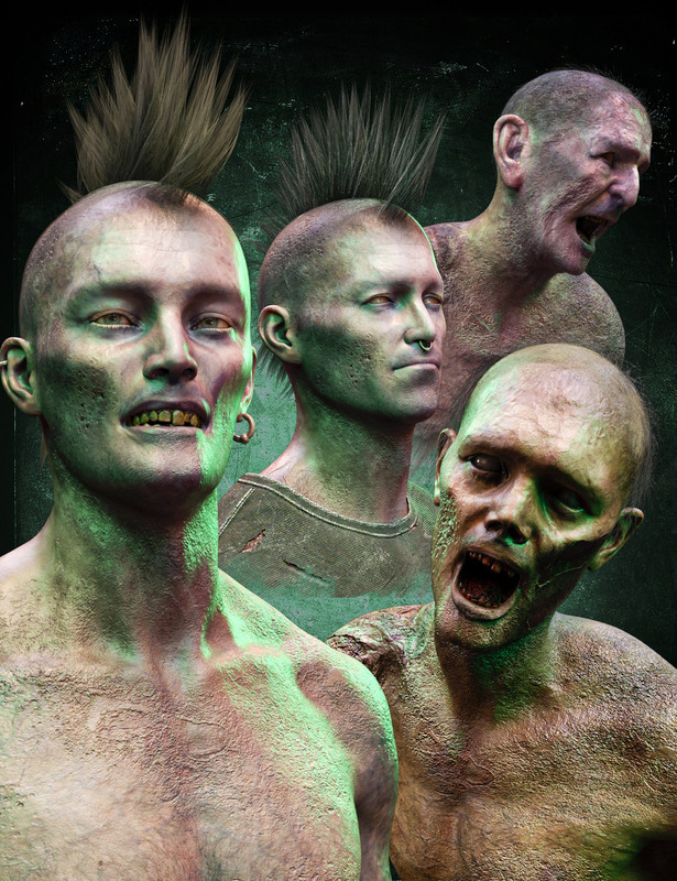 M3DZ Zombie Hair Set for Genesis 8 and 8.1 Males