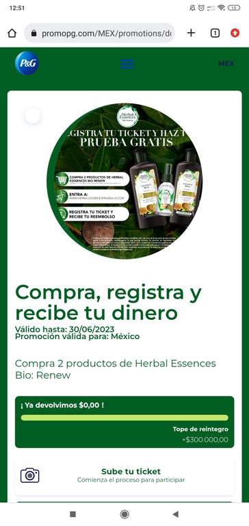 Compra 2 productos de Herbal Essences Bio: Renew y recibe el reembolso al registrar tu ticket (leer descripción) 
