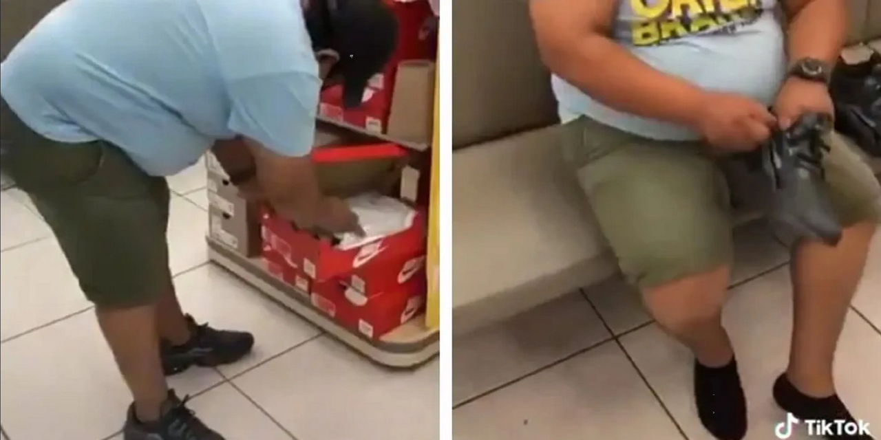 ¡Por rata! Empleados del Coppel atrapan a hombre robándose unos tenis: video