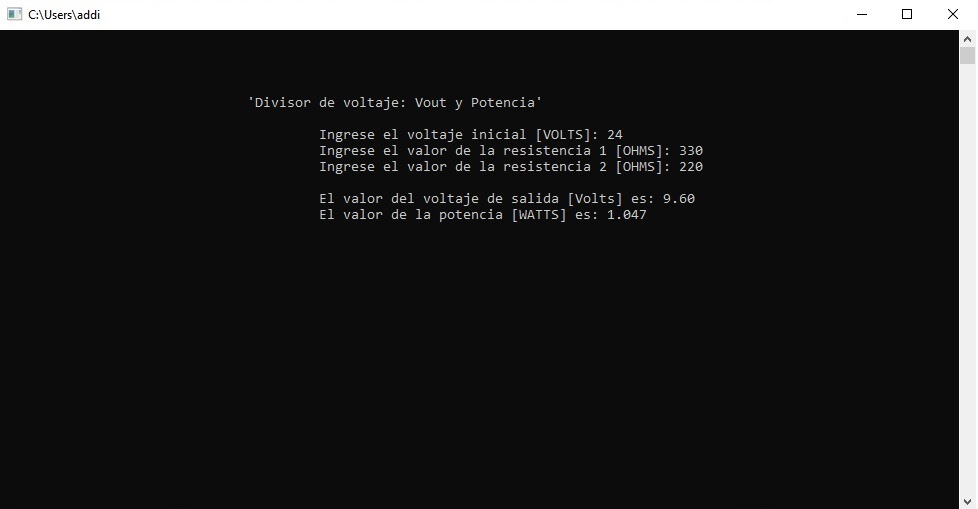 20. Divisor de voltaje ( Vout y potencia)