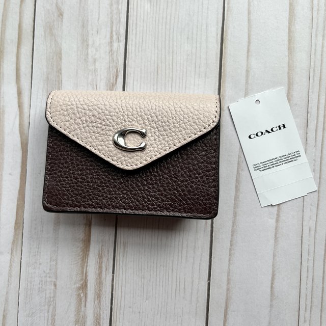 COACH Women's Leather Tammie Card Case In Colorblock Cranberry