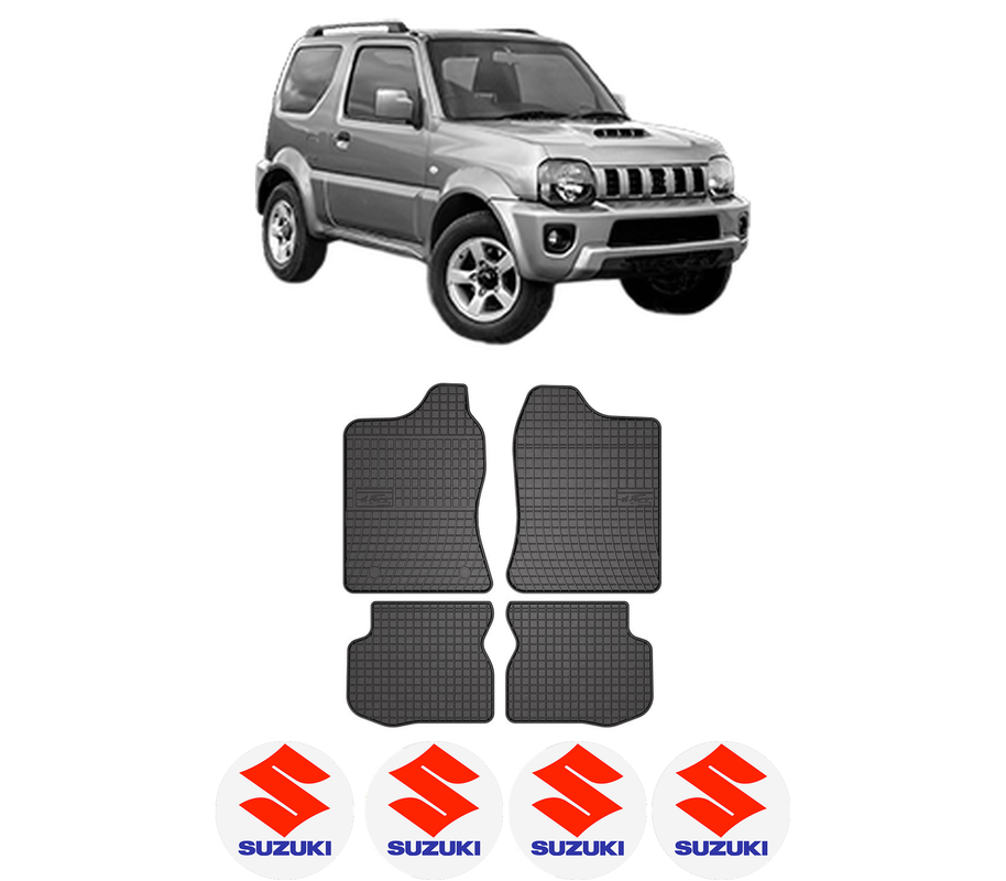 Set covorase presuri SUZUKI JIMNY Open Off-Road Vehicle (SN) din 1998-2004, auto, din cauciuc thermoplastic, 4 Stickere auto cu SUZUKI