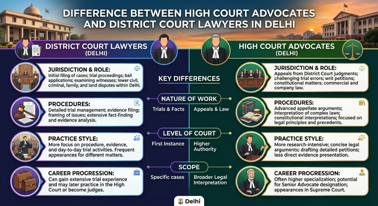 Difference Between High Court Advocates and District Court Lawyers in Delhi
