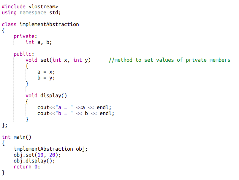 code implementation of abstraction