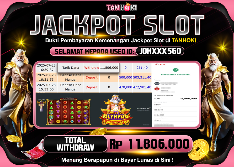 TANHOKI JACKPOT SLOT GATES OF OLYMPUS SUPER SCATTER Rp.11.806.000,- LUNAS