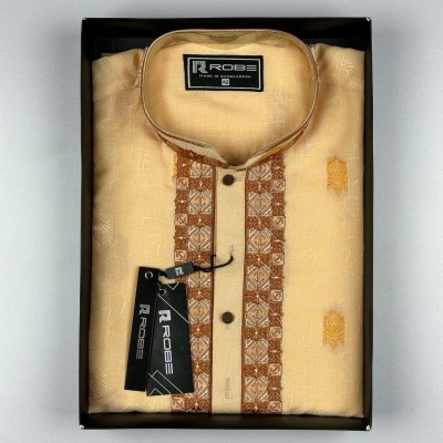 White Embroidered Viscose Panjabi