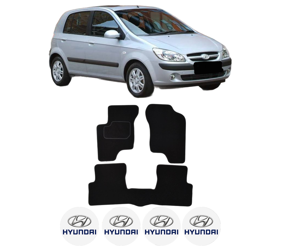 Set Covorase Presuri HYUNDAI GETZ (TB) din 2002-2010, Auto, Material Textil Mocheta, 4 Stickere auto cu HYUNDAI