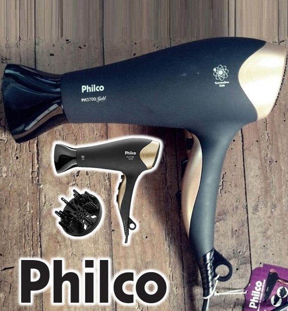 Secador de Cabelos Philco PH3700 Gold Preto 2000W