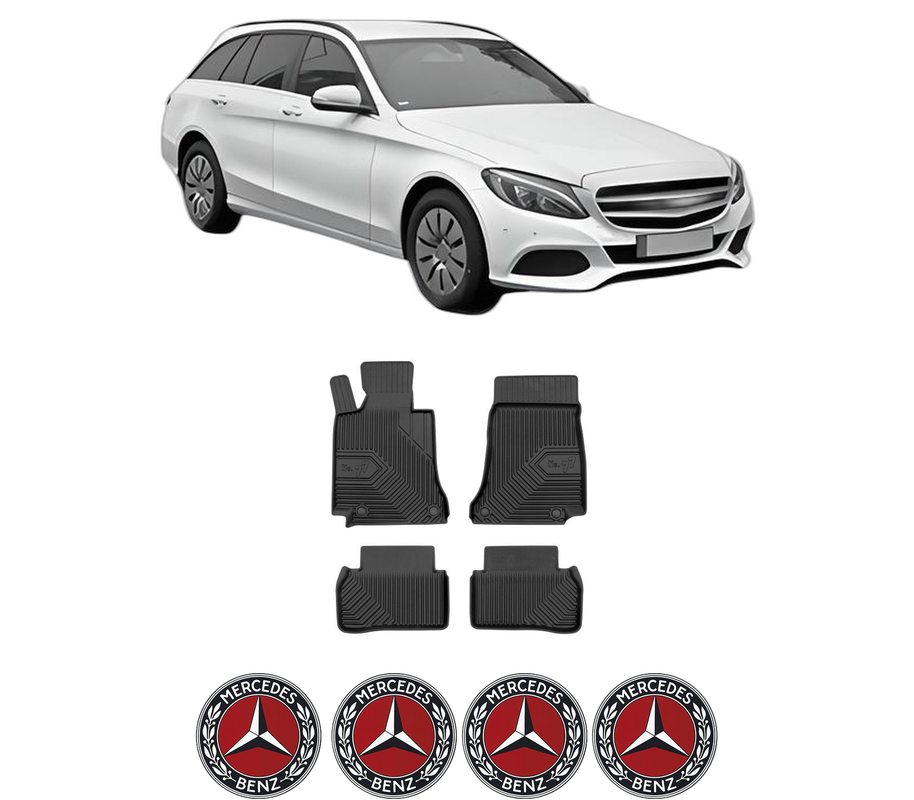 Set covorase presuri MERCEDES-BENZ C-CLASS T-Model (S205) din 2014-2023, auto, din cauciuc thermoplastic, 4 Stickere auto cu MERCEDES-BENZ