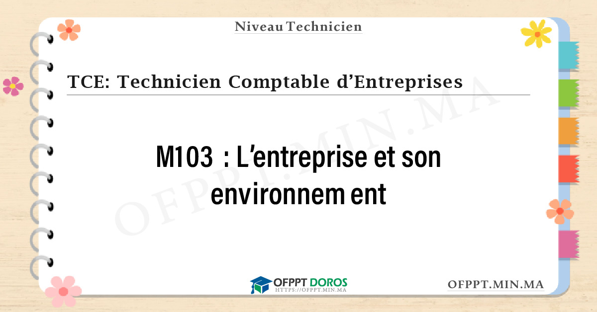 Sommaire détaillé du cours L’entreprise et son environnement M103 OFPPT - Structure du module