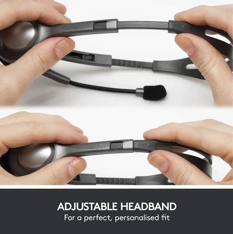 La diadema ajustable y el diseño ligero del Logitech H111.