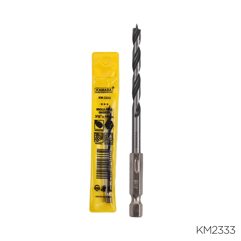 BROCA PARA MADERA CON VASTAGO HEX 1/4" X 3/16" KAMASA