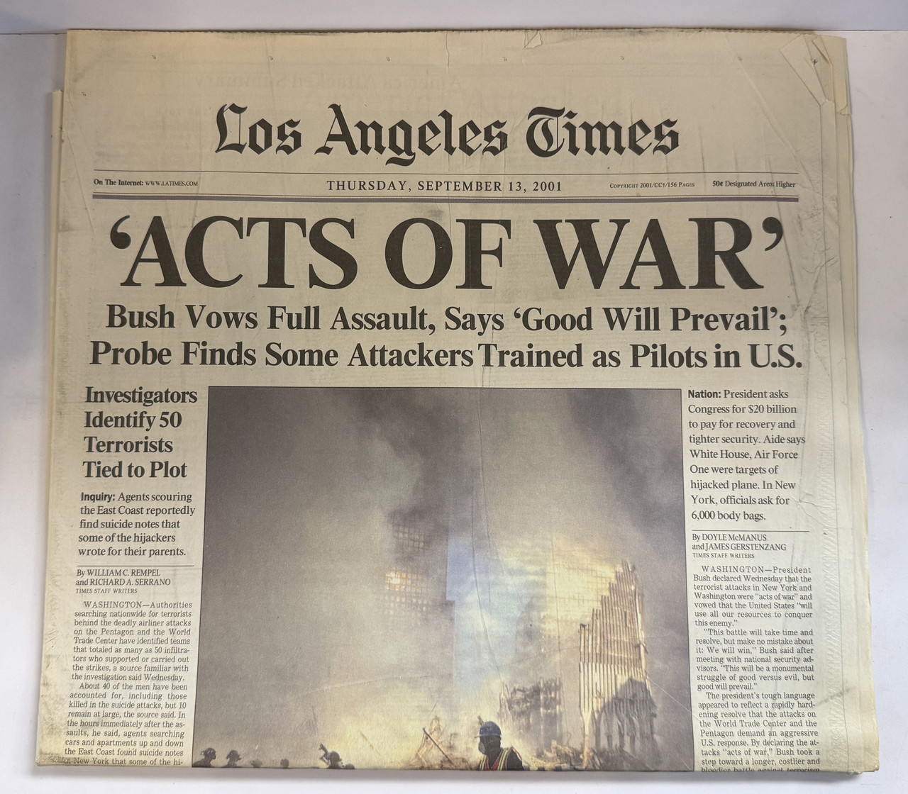 Los Angeles Times Thursday September 13, 2001