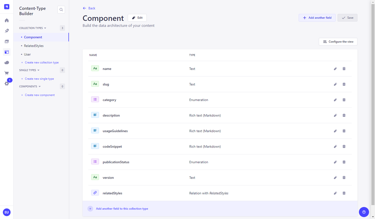 Component data architecture