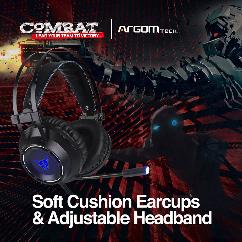 Detalle de la diadema ajustable y las orejeras acolchadas de los auriculares Combat HS46.
