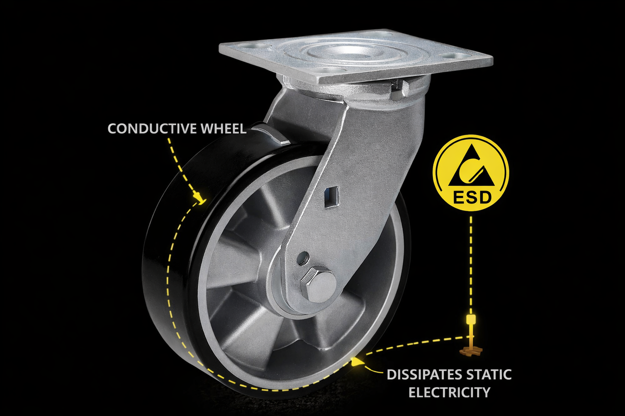 esd casters for electronics manufacturing visualization