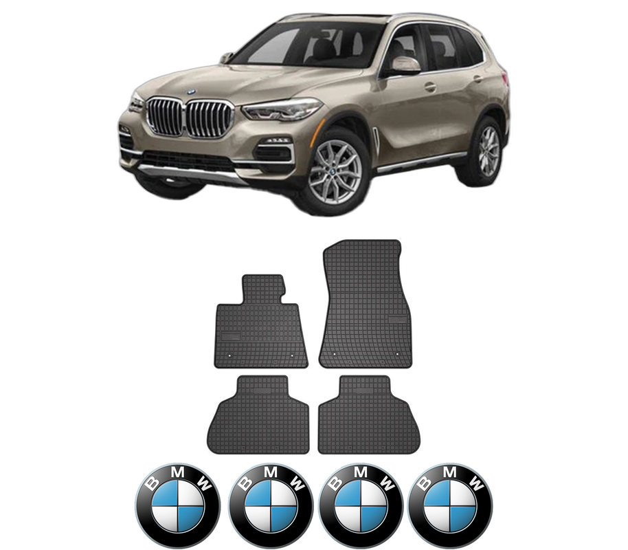 Set covorase presuri BMW Seria X5 Van (G05) din 2019-2023, auto, din cauciuc thermoplastic, 4 Stickere auto cu BMW Seria