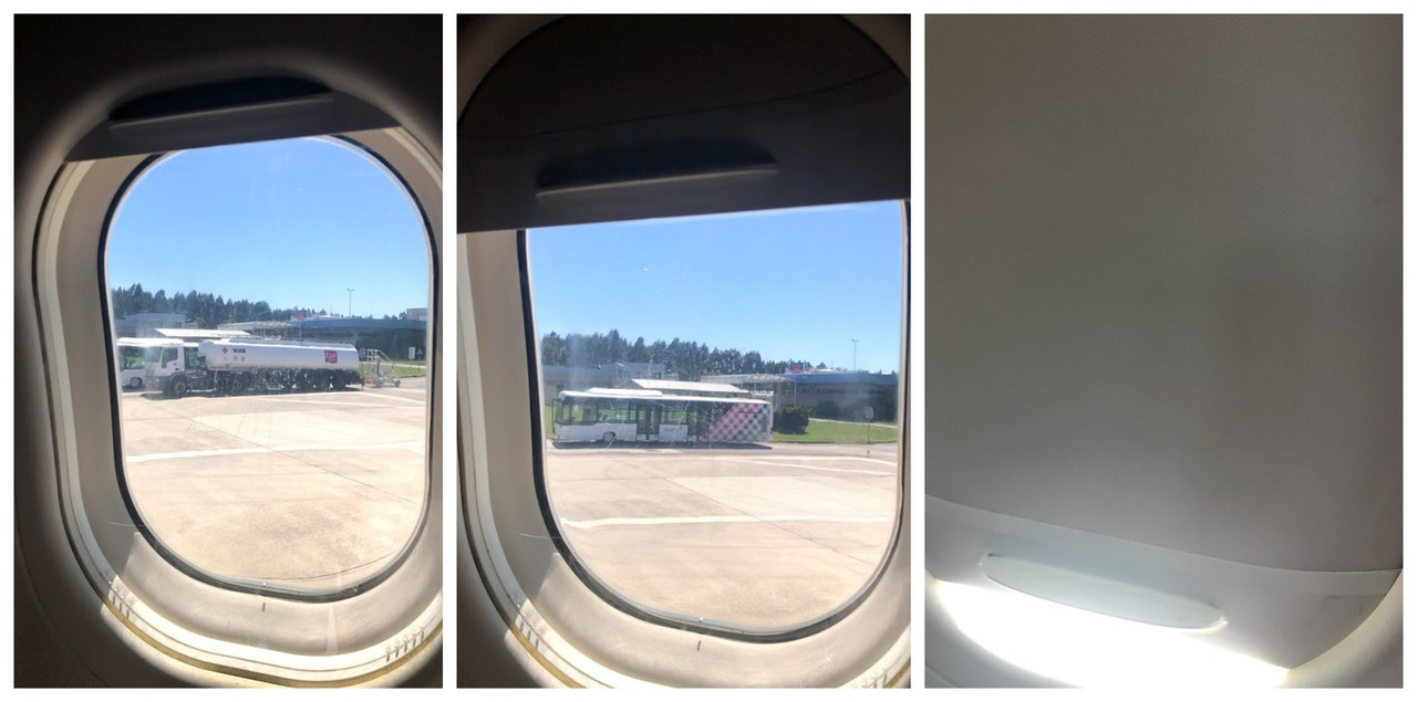 Tripulación de un avión arregló con cinta la falta de una persiana