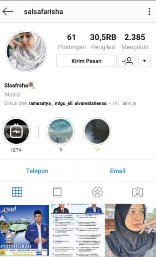 Akun Instagram Salsa Farisha