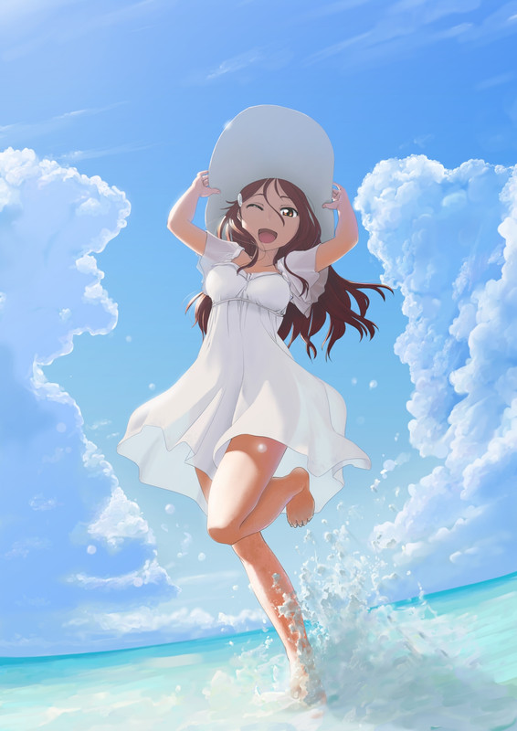 Anime girl with arms up