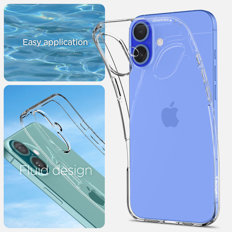Detalle del forro Spigen mostrando la protección de cámara y la tecnología Air Cushion.