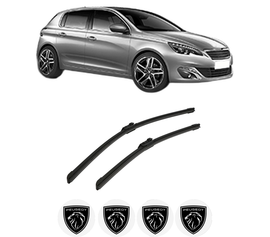 Set stergatoare auto PEUGEOT 308 II (LB_, LP_, LW_, LH_, L3_) din 2013-2021, pentru parbriz auto, 2 bucati, Bosch Aerotwin, din cauciuc siliconat rezistent, 4 Stickere Auto PEUGEOT