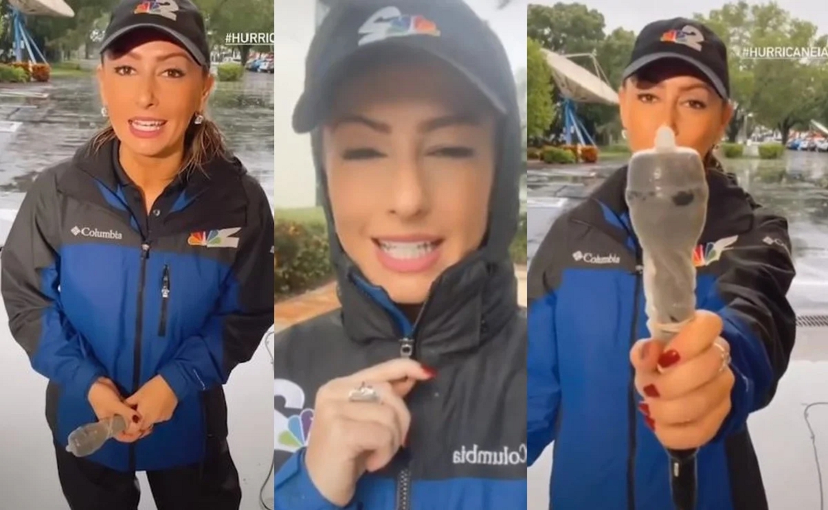 Reportera se vuelve viral por proteger su micrófono con un condón