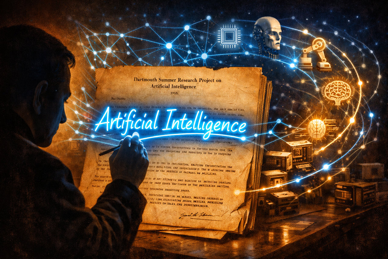O termo “Inteligência Artificial” não nasceu em uma epifania solitária — ele surgiu de uma proposta estratégica, quase burocrática.