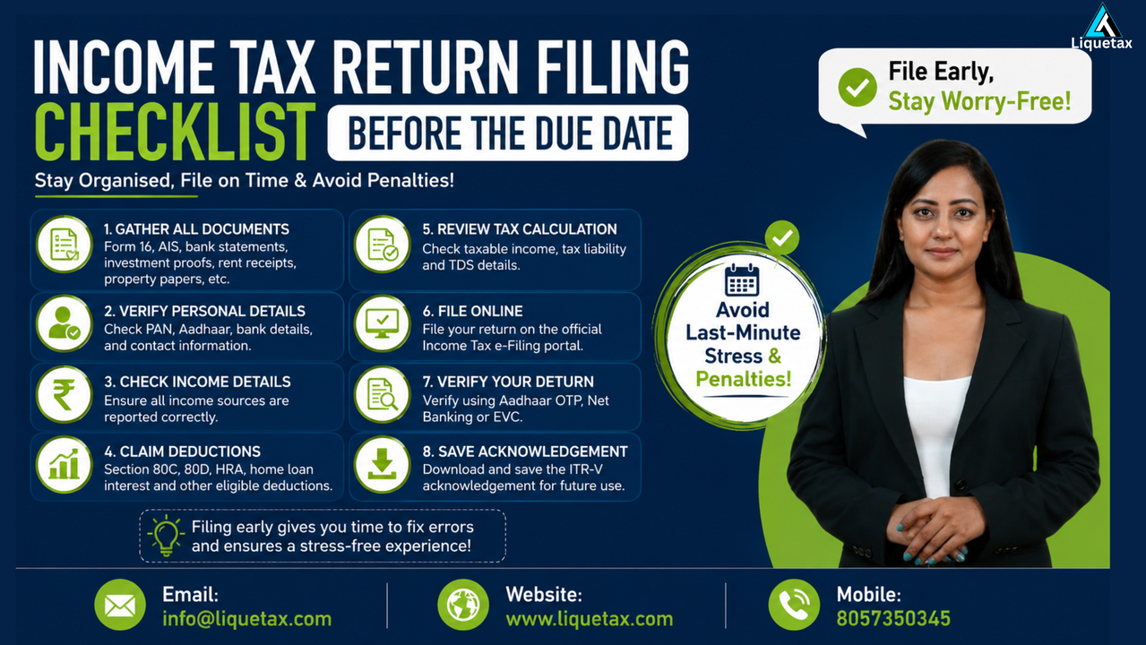 Income Tax Return Filing Checklist Before Due Date