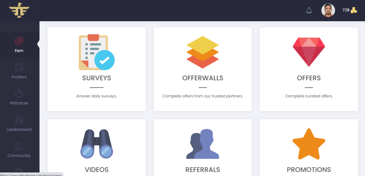 Idle Empire Earn Dashboards