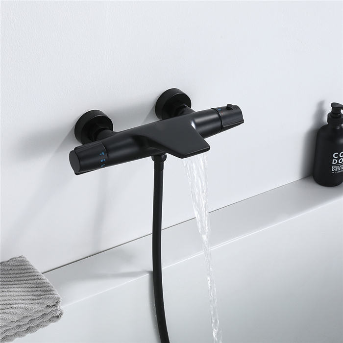 Mitigeur Thermostatique De Baignoire Robinet Cascade Pour Baignoire Robinet Noir En Laiton Design Elégant 11 Mitigeur Thermostatique De Baignoire Robinet Cascade Pour Baignoire Robinet Noir En Laiton Design Elégant -Grohe || Hansgrohe Soldes Magasin