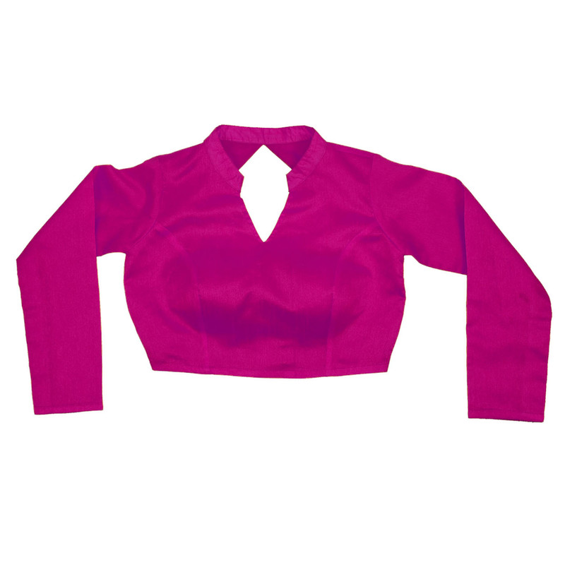 Women's Designer Sari Blouse Dupion Silk Collor Neck Long Sleeve Crop Top Choli - Picture 39 of 82