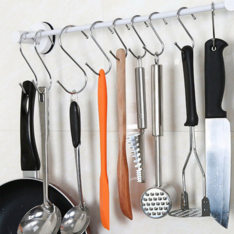 Stainless Steel S Hooks 10/20/30/40/50 Kitchen Utensil Clothes Hanger Hanging UK eBay