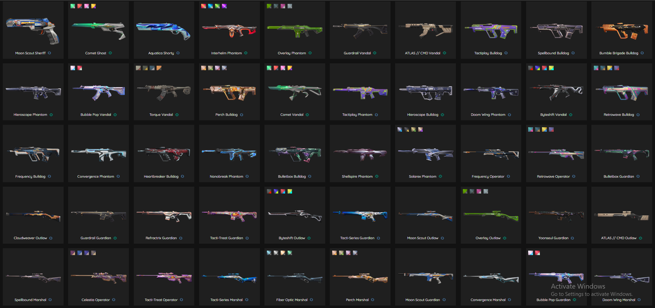 Valiant / Araxys / Nocturnum / Mystbloom / Primordium / EX.O | 200+ Skins | | 290+ Skins | Champions 2024/2025 | RGX 11z Pro | Reaver | 400K+ VP Spent