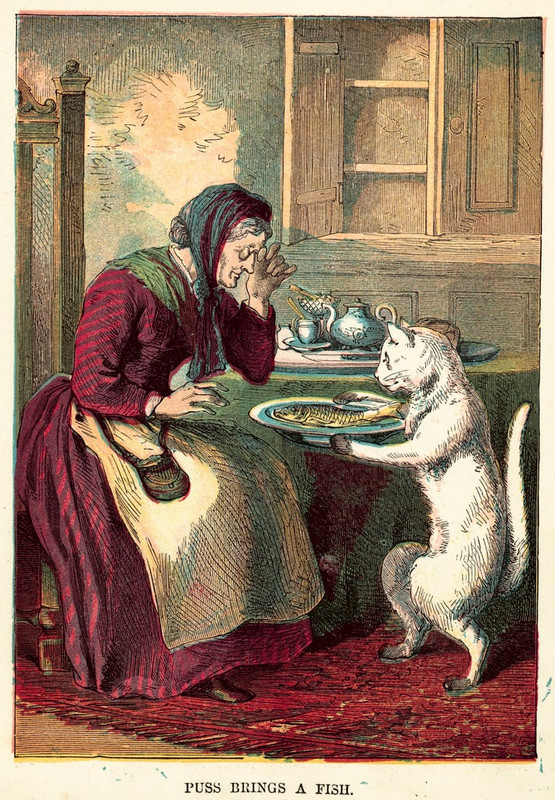 5-English-School-Puss-brings-a-fish-Meister-Drucke-411449
