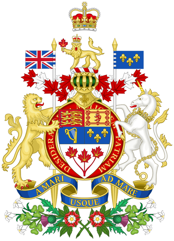 25 Centavos Dólar. Canadá (2015) Aniversario de la bandera nacional Coat-of-arms-of-Canada-rendition-svg