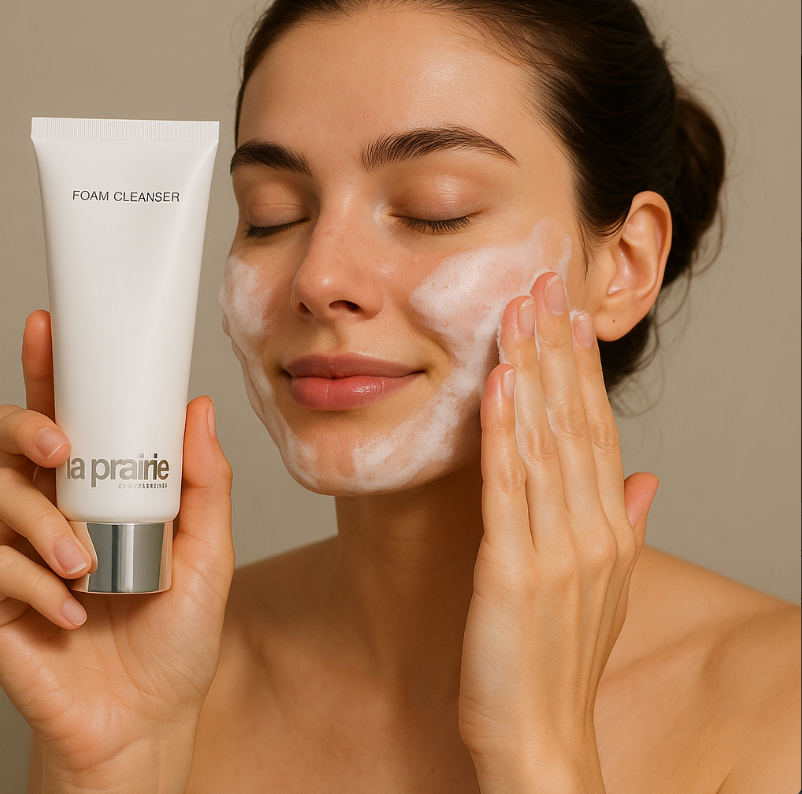 Luxury La Prairie skincare cream AI illustration