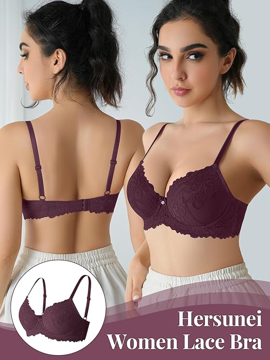 Hersunei Romantic French Scallop Lace Bra